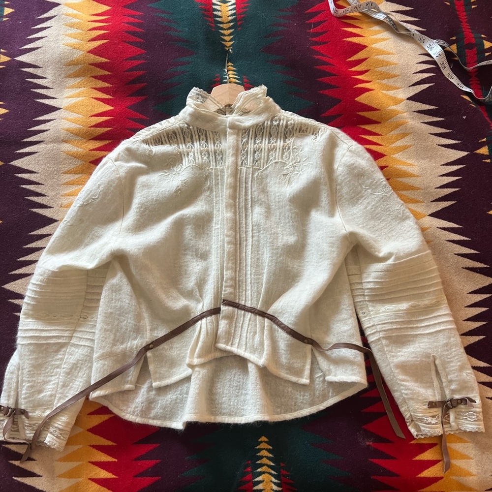 Free people lace Victorian wool blouse size medium - Picture 6 of 9